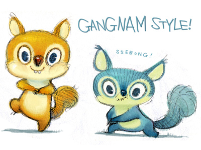 Gangnam Style. character illustration squirrel ssebong