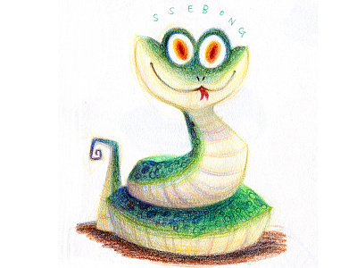 Snake. character color pencils snake ssebong