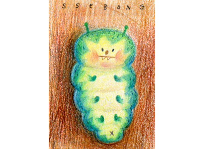 A caterpillar! caterpillar character color pencils ssebong