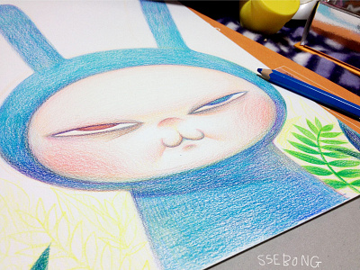Chic Rabbit character color pencils illustration ssebong