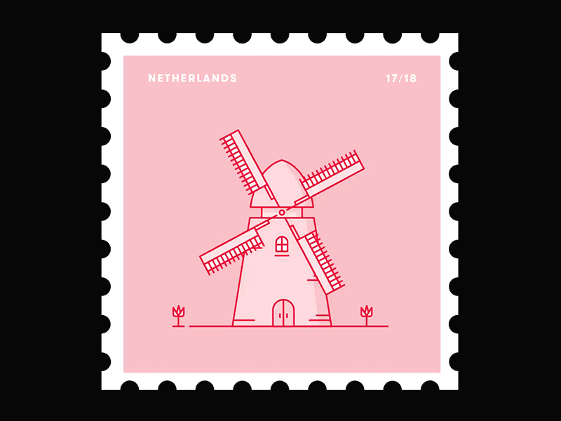 Amsterdam amsterdam animation design illustration motion netherlands pink stamp windmill