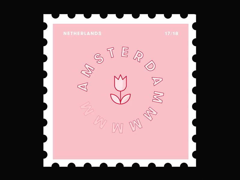 Amsterdam II amsterdam gif illustration loop motion netherlands pink red stamp tulip