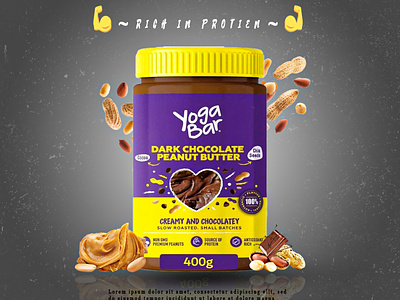 YogaBar Dark Chocolate Peanut Butter - Creamy & Chocolatey ( 400g