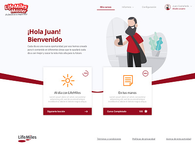Welcome screen LifeMiles E-learning design elearning home ui ux design