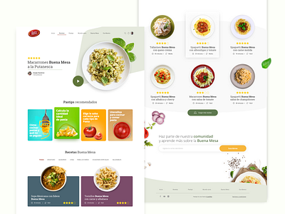 Landing Recipe from Pastips clean design food landing page pasta ui ux verde white