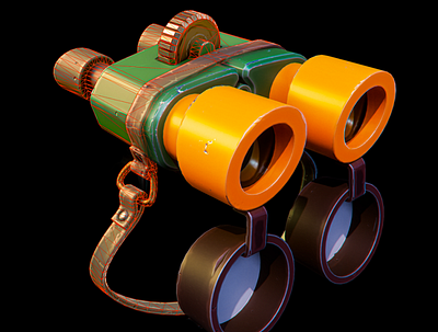Binocular for a game 3d 3d game design 3d model blender game art game asset game design illustration prop sculpting
