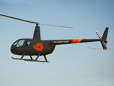 Fly Brothers Helicopter blood orange charcoal fly school flying helicopter helicopter school logo design mockup tangerine