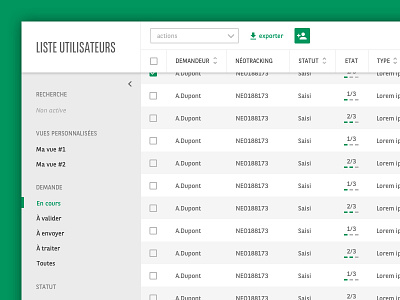 UI banking bank banking interface list table ui ux