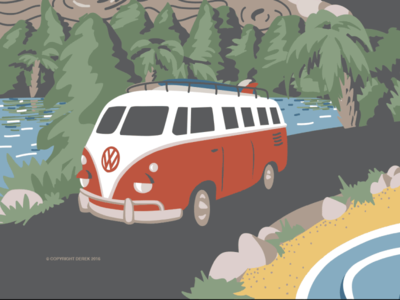 Kombi Roadtrip illustration kombi nz surf vector