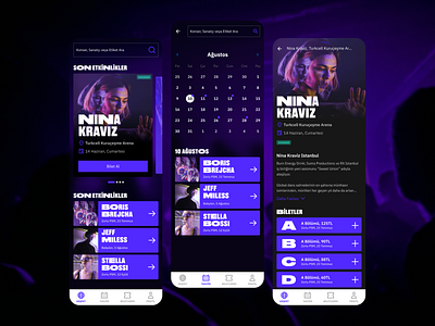 Moon Boon app design disco event music purple ticketapp ui deisgn