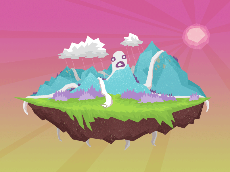 Monster Island animation dream fantasy floating forest gif illustration island photoshop pink squid