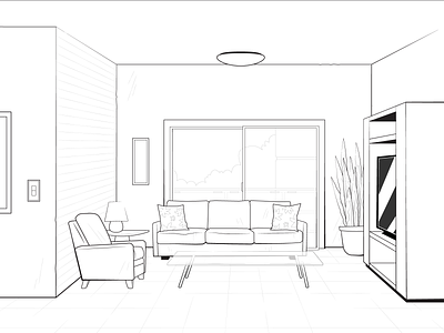 Living Room Layout 2d animation 2d art apartment background illustration illustrator interior layout layout design lineart living room vector