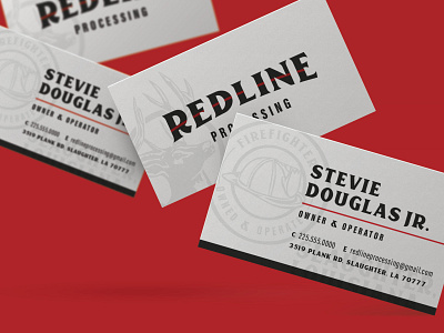 Redline Processing Business Cards businesscard deer firefighter hunting logo louisiana meat processing redline