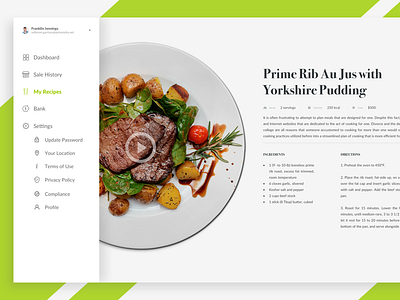 Food Portfolio Details Web portal beef dish food portfolio recipe ui user interface ux web portal