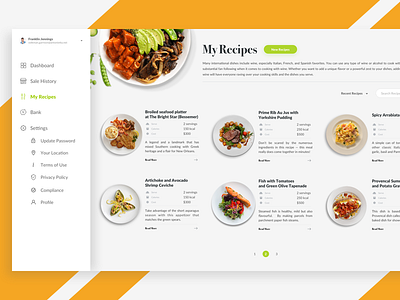 My Recipes List food graphic recipes ui user interface ux web portal