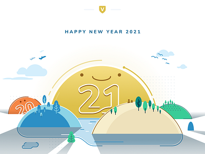 2021 2020 2021 cute design happy new year illustration sketch sun
