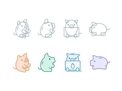 Piggies animal branding finance geometric illustration logo money piggy bank saving