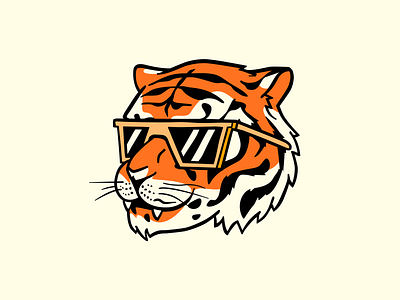 Tiger Mascot animal black illustration line logo tiger vector