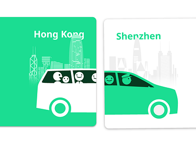 From Hong Kong to Shenzhen car drive green mocks transit