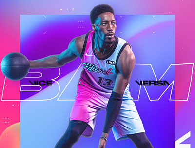 Miami Heat: ViceVersa Edition bam basketball bball glitch gradient headshots heat modern motion motion design motiongraphics nba sports