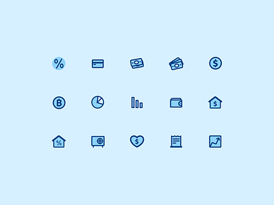 Fintech two-tone icon pack design icons ui vector