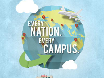 Every Nation. Every Campus. airplane clouds every campus every nation paper photoshop pins travel world