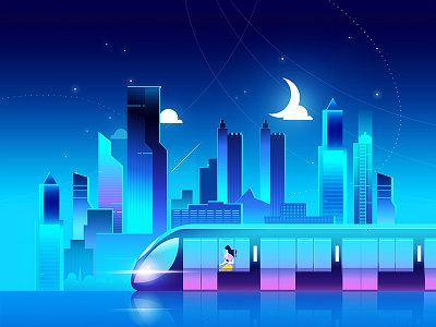 Late night city~ image design line illustrations vector illustration