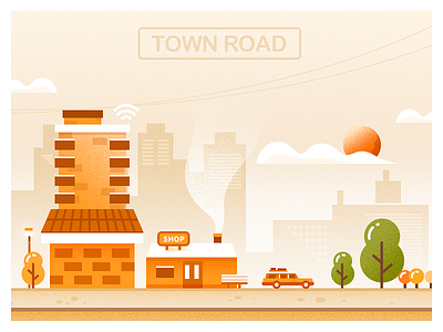 Town Road~ flat illustration illustrator road town
