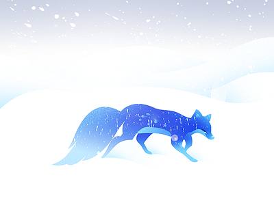 Snow Fox flat illustration foxsnowing illustrator road town