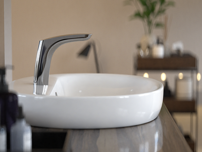 Product showcase - washbasin in bathroom 3d