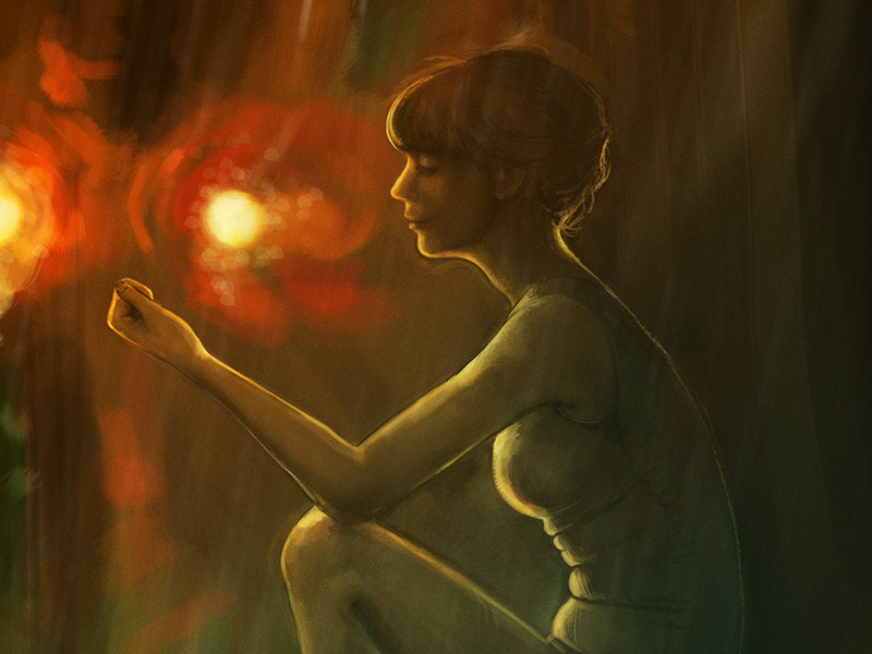 Girl in the rain girl rain lights