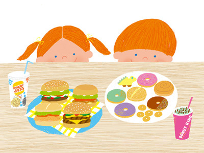 Can't wait! child children cute doughnut food hamburger illustration photoshop