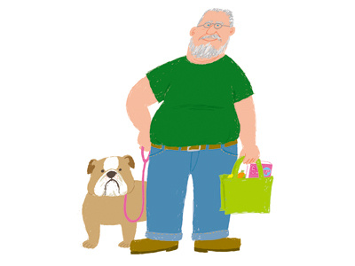(no title) dog illustration old man photoshop shopping