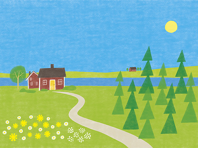 Sweden illustration landscape photoshop simple spring sweden swedish