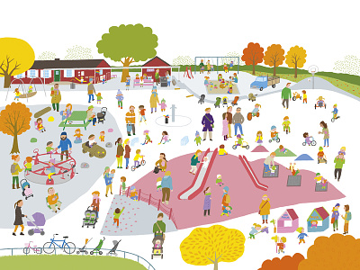 Vasaparken children family illustration photoshop playground simple sweden