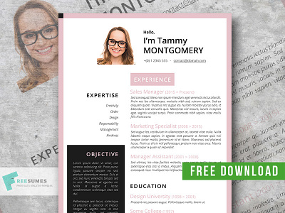 The Feminine Resume Template creative creative resumes cv cv design download feminine resume free freebie