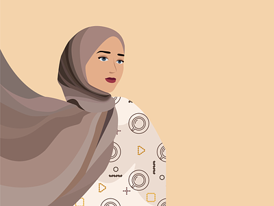 Young Muslim girl in hijab. beautiful graphic design illustration religion