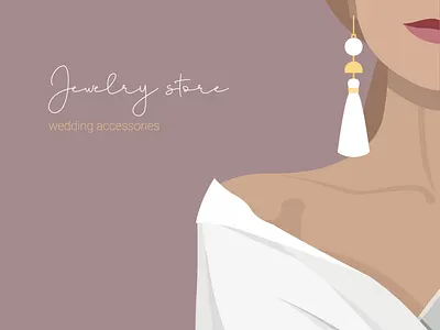 Luxury banner for a jewelry store. accessory avatar beautiful bijouterie earrings illustration lady model portrait vector young