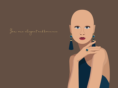 Elegant bald girl model with alopecia.