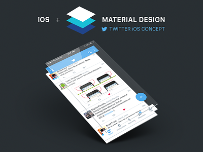 Twitter iOS Material Design Concept concept free ios material design mobile sketch twitter