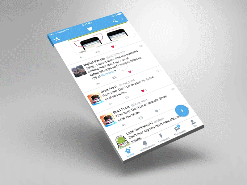 Twitter iOS Material Design Prototype