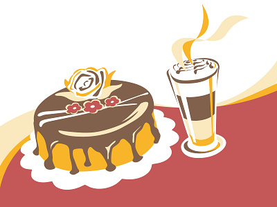 Cake and caffé latte cake celebration coffee cream illustration milk shake sugar sweet vector