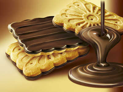Biscuit retouching for packaging design biscuit chocolate liquid melted milk photography retouching snack sweet