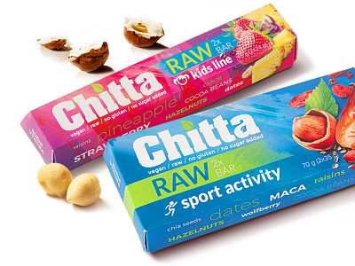 Chitta raw bar packaging design bar box design fruit nuts packaging raw retouching