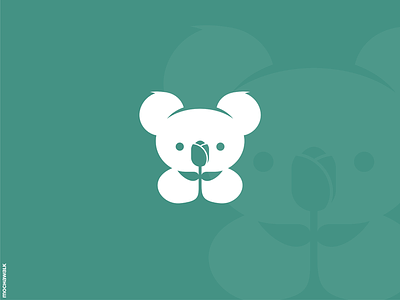 Koala and Flower Logo animal flower koala logo logodesign logomark negativespace playful tulip