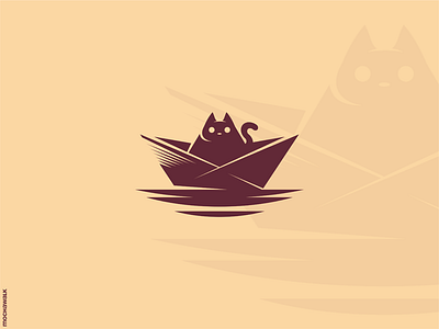 The Sailing Cat adventure animal cat character logo logodesign logomark mascot paperboat pet playful sailing