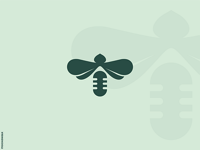 Bee Podcast animal bee design honeybee icon logo logodesign logomark microphone podcast unique