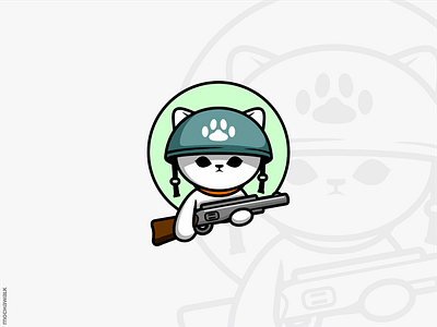 Soldier of Cat adorable animal cat design illustration logo logodesign mascot military neko paw pet playful soldier