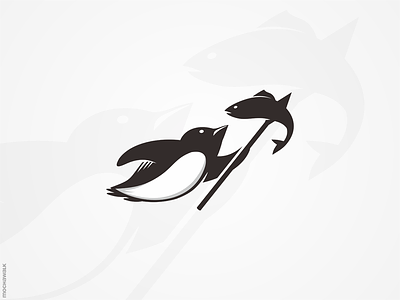 Hunting Penguin animal antartica bird design fish hunter hunting illustration logo logodesign logomark penguin