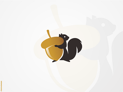Squirrel and Big Acorn acorn animal illustration logo logodesign logomark squirrel